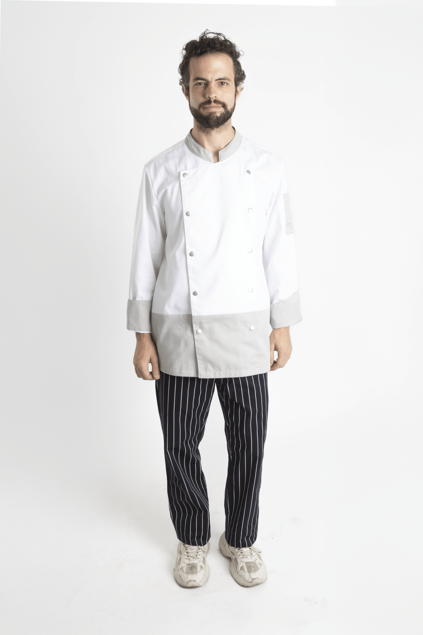FILIPINA DE CHEF LONDRES MANGA 3/4 CABALLERO #Color_Blanco - Gris