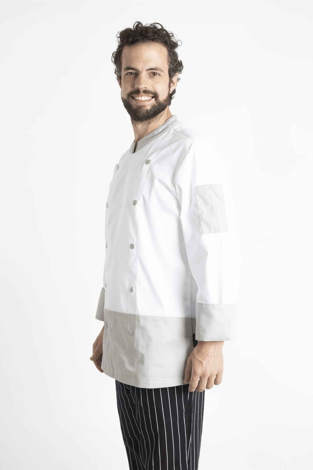 FILIPINA DE CHEF LONDRES MANGA 3/4 CABALLERO #Color_Blanco - Gris