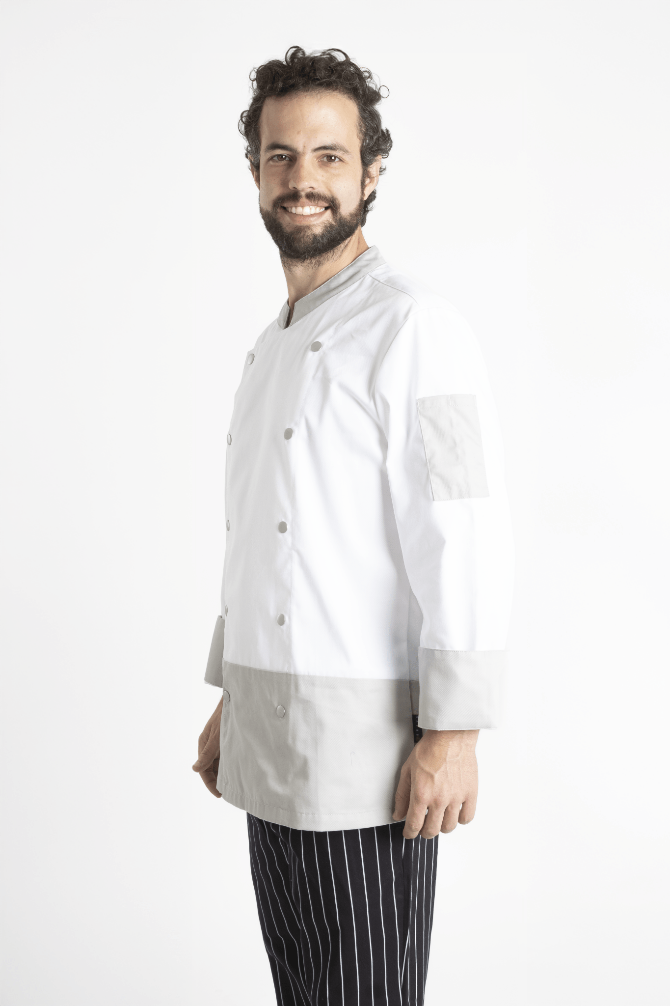 FILIPINA DE CHEF LONDRES MANGA 3/4 CABALLERO #Color_Blanco - Gris
