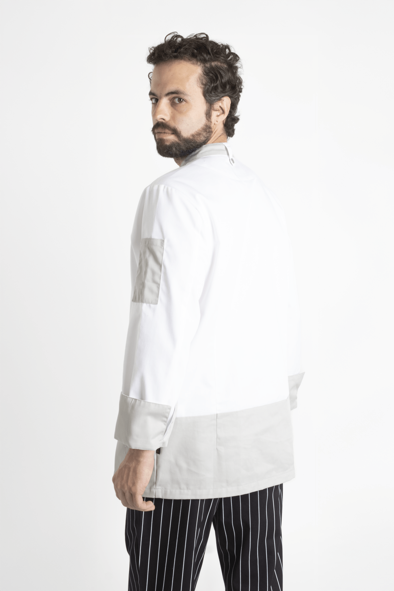 FILIPINA DE CHEF LONDRES MANGA 3/4 CABALLERO #Color_Blanco - Gris