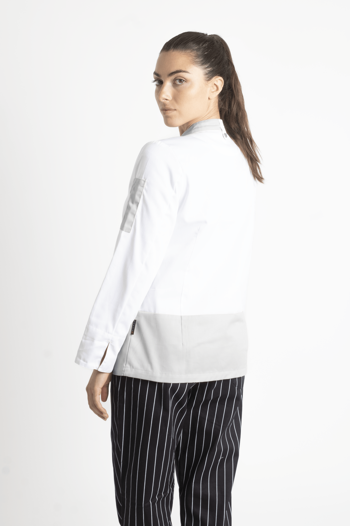FILIPINA DE CHEF DAMA LONDRES MANGA 3/4 #Color_Blanco - Gris

