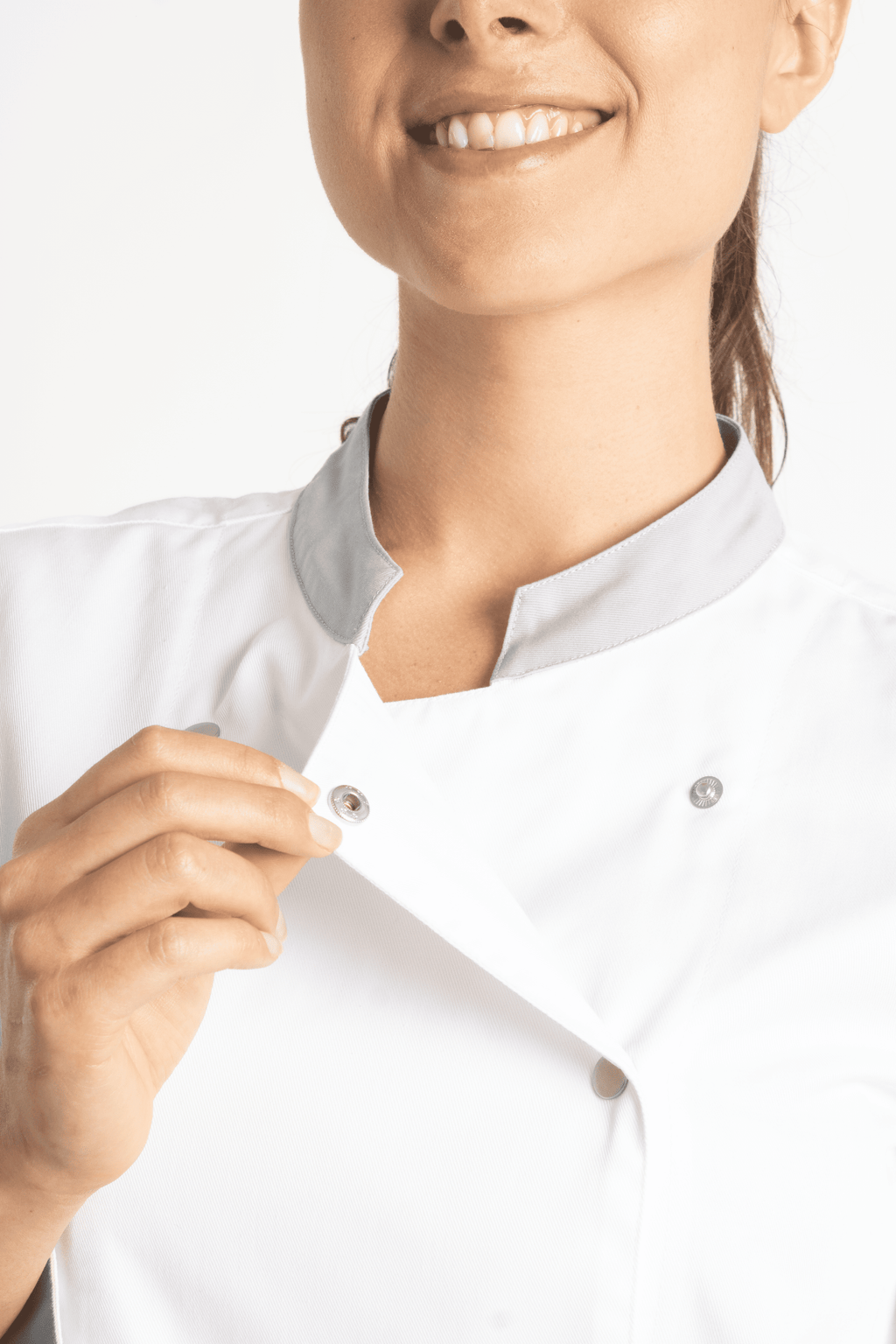 FILIPINA DE CHEF DAMA LONDRES MANGA 3/4 #Color_Blanco - Gris

