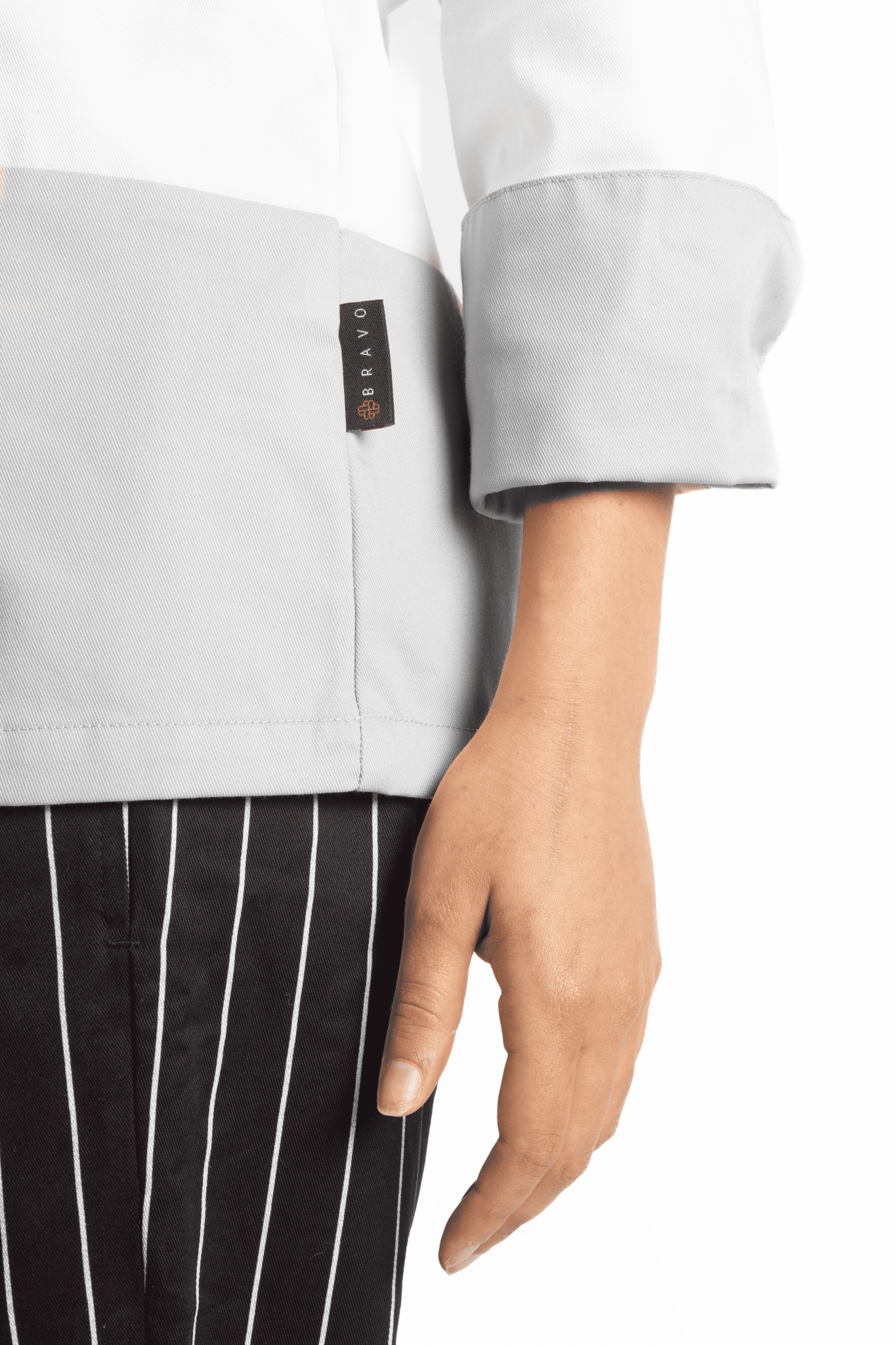 FILIPINA DE CHEF DAMA LONDRES MANGA 3/4 #Color_Blanco - Gris
