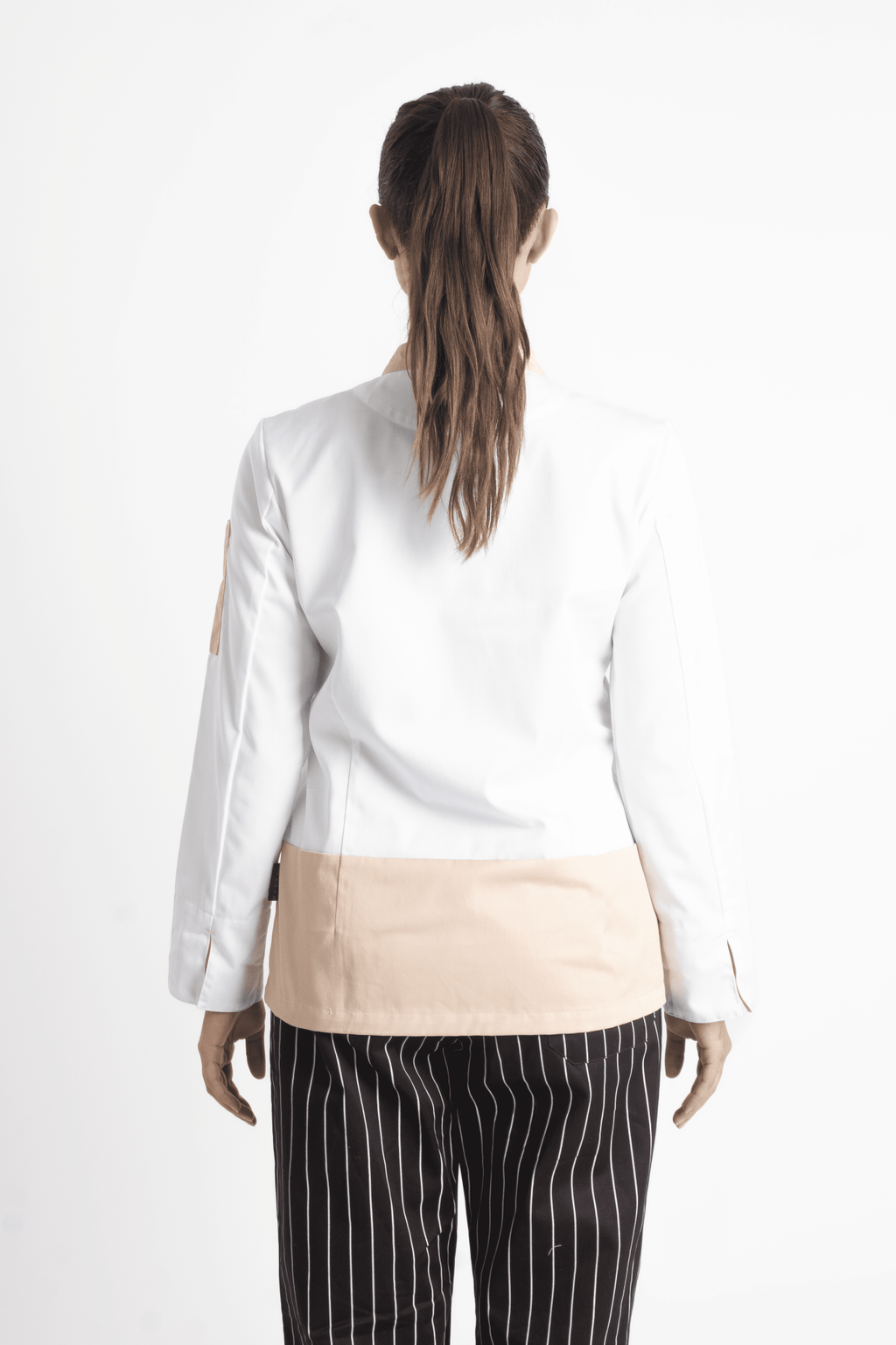 FILIPINA DE CHEF DAMA LONDRES MANGA 3/4 #Color_Blanco / Durazno
