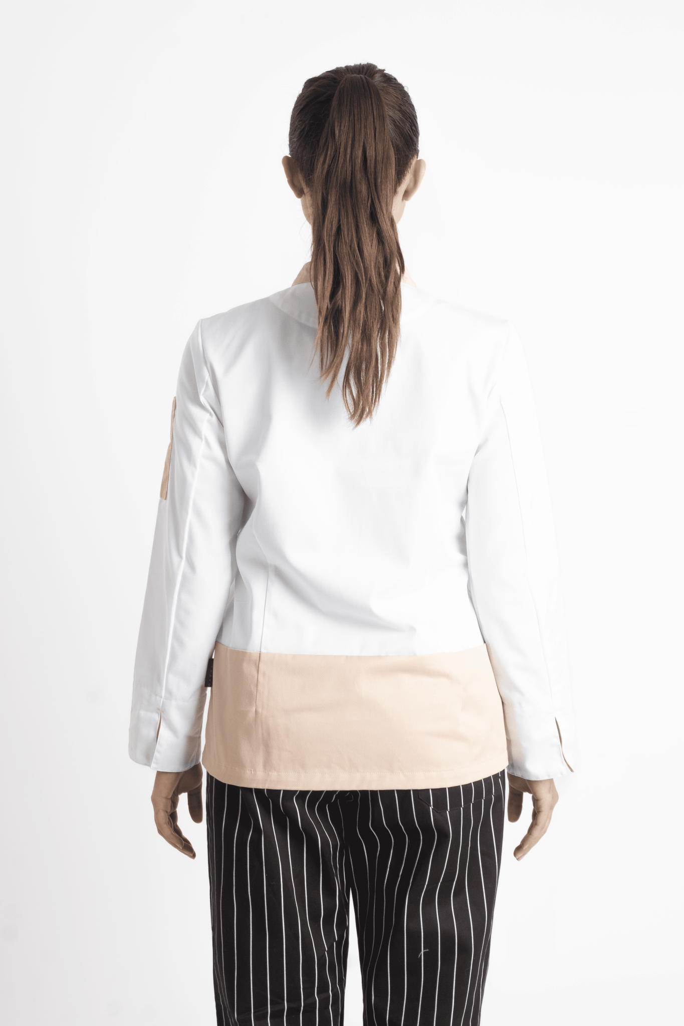 FILIPINA DE CHEF DAMA LONDRES MANGA 3/4 #Color_Blanco / Durazno
