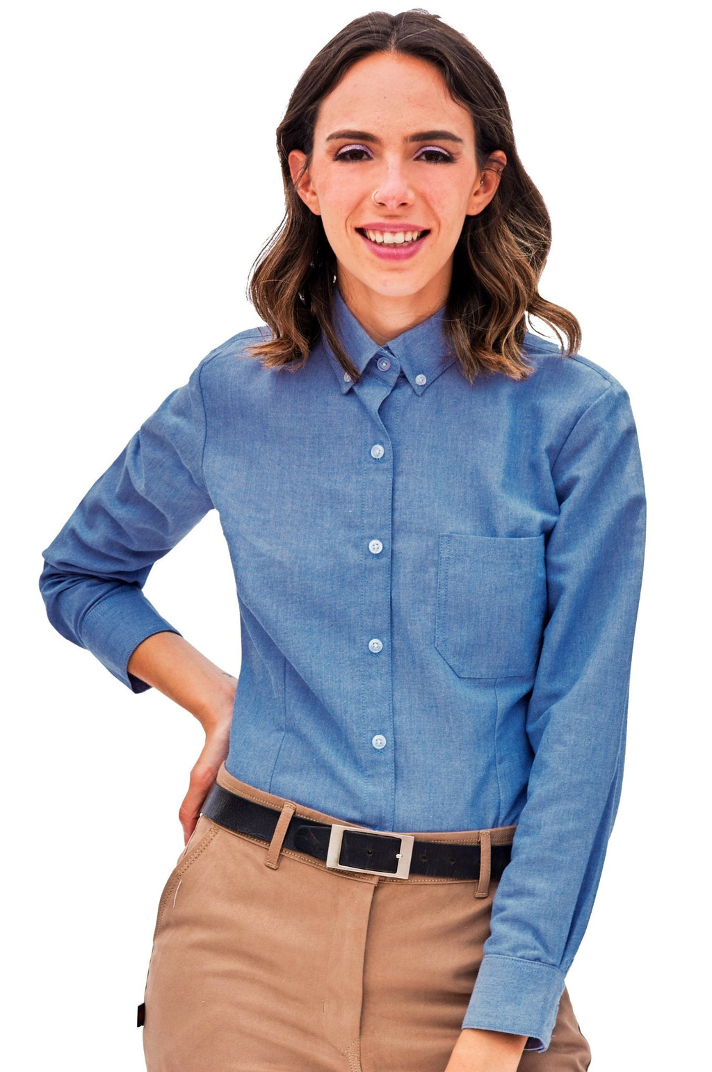 BLUSA FORMAL MANGA LARGA MONTENEGRO #Color_Azul