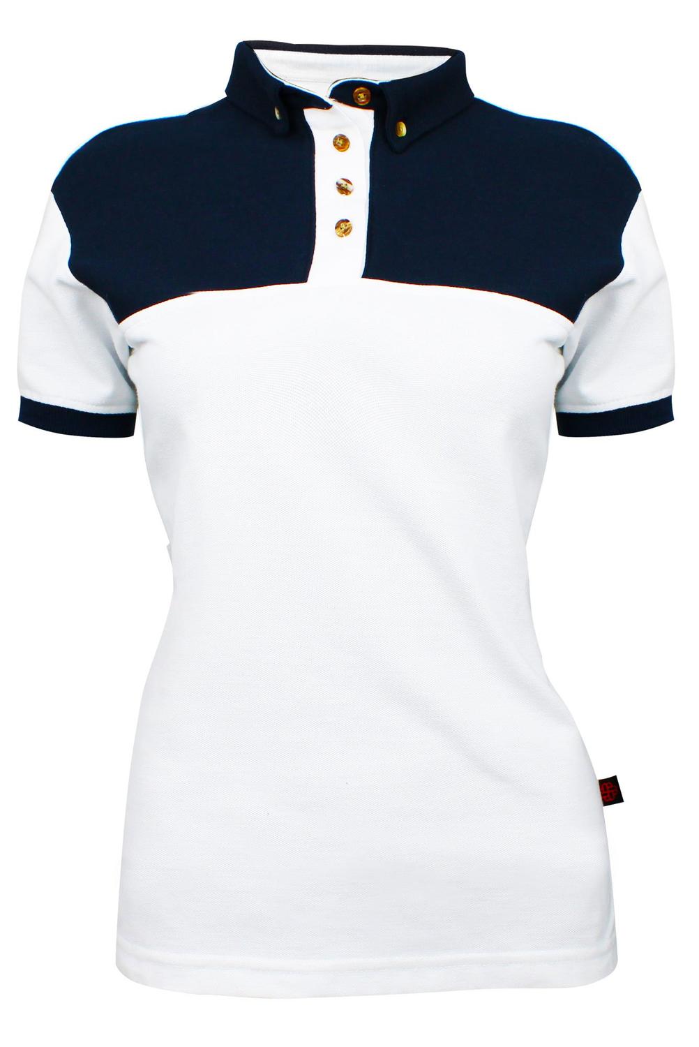 PLAYERA TIPO POLO LISBOA MUJER 
#Color_Blanco / Azul