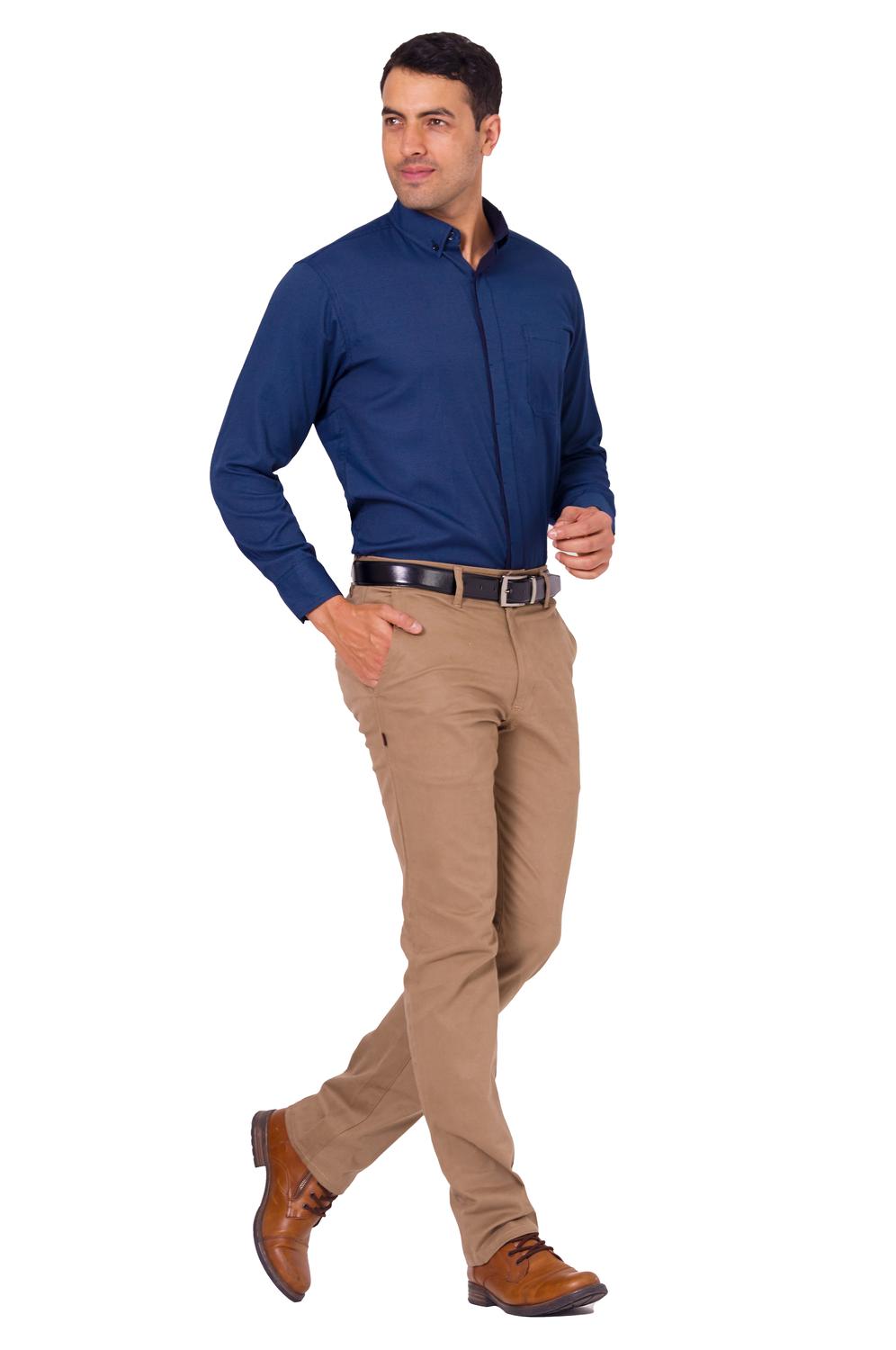 CAMISA CASUAL SLIM FIT MANGA LARGA MONTREAL #Color_Azul Marino