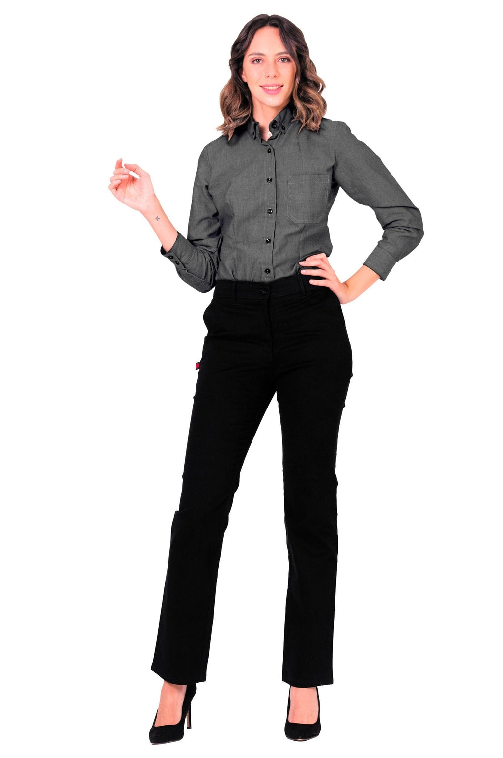 BLUSA FORMAL MANGA LARGA MONTENEGRO #Color_Gris